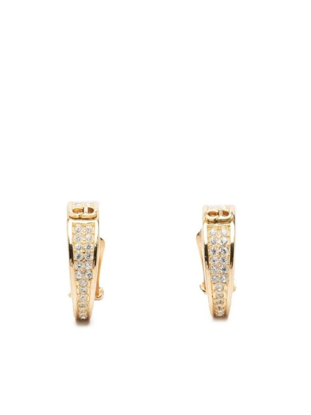 Dior Hoop Earrings Gold Plated Rhinestone